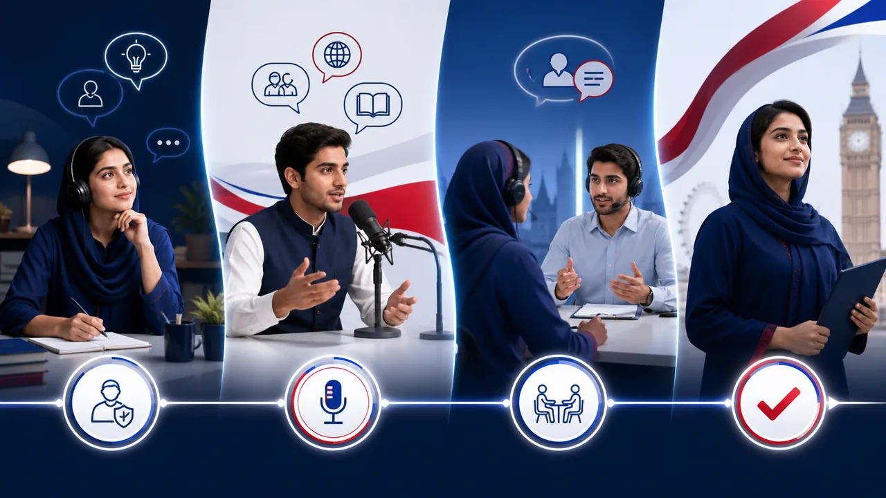 Four-stage journey from speaking confidence to UK English test readiness
