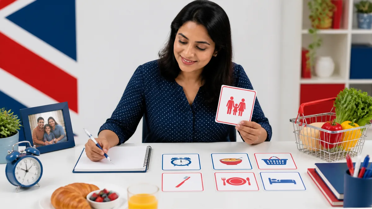 A1 English practice for family daily routine food and shopping topics